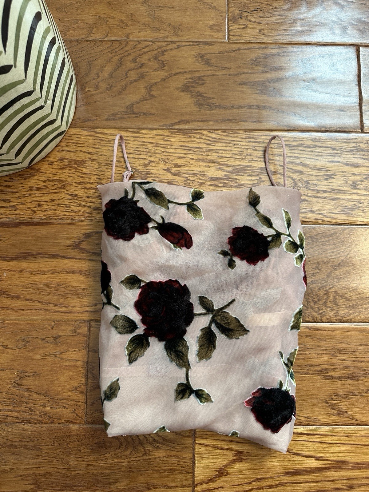 Vintage Style Muse Blush Pink Burnout Velvet Floral Mini Slip Dress Y2K Size US2