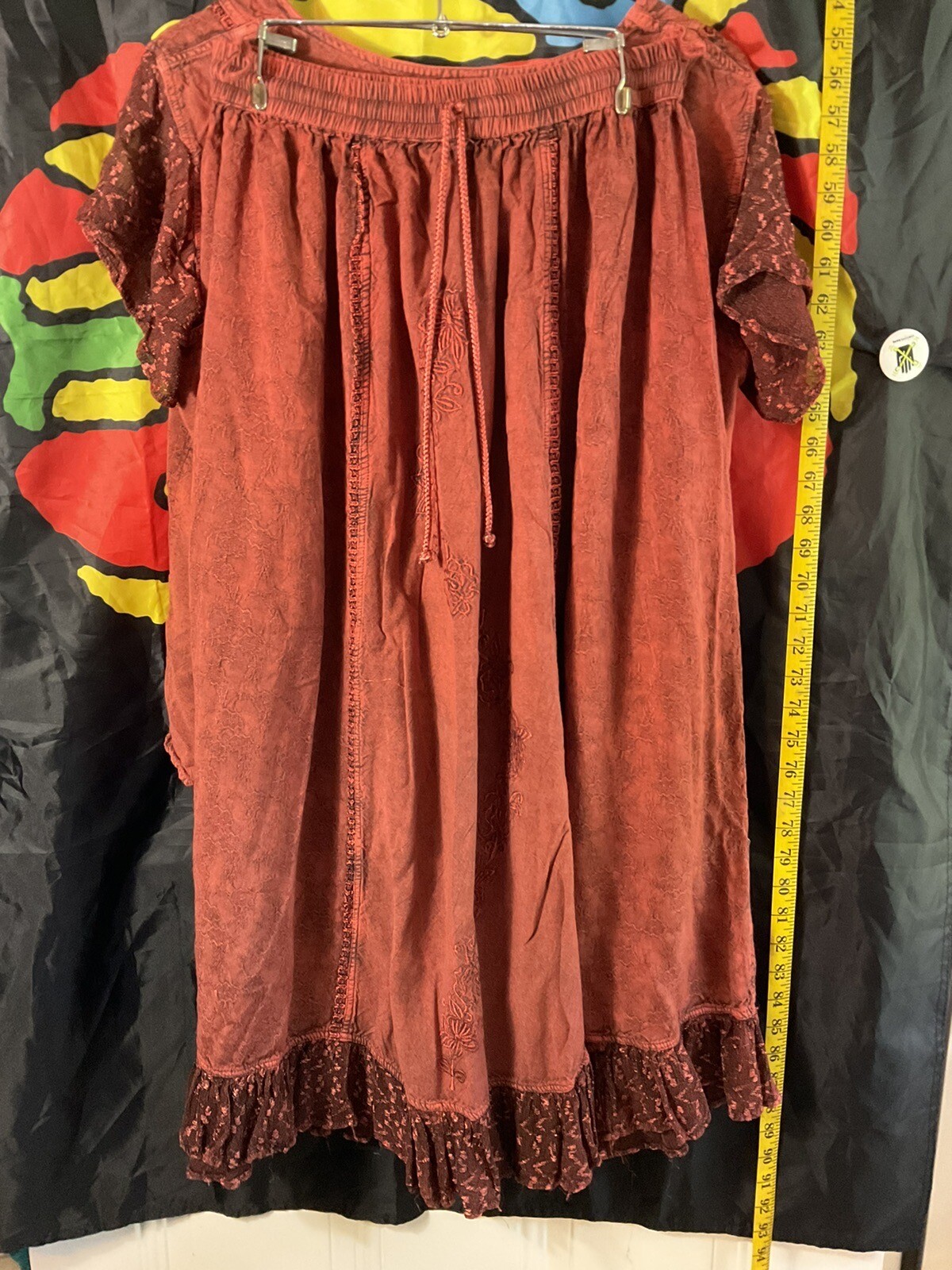 My Choice Fire/Red Boutique Boho Rayon Blouse & Skirt Set Dress Small Medium