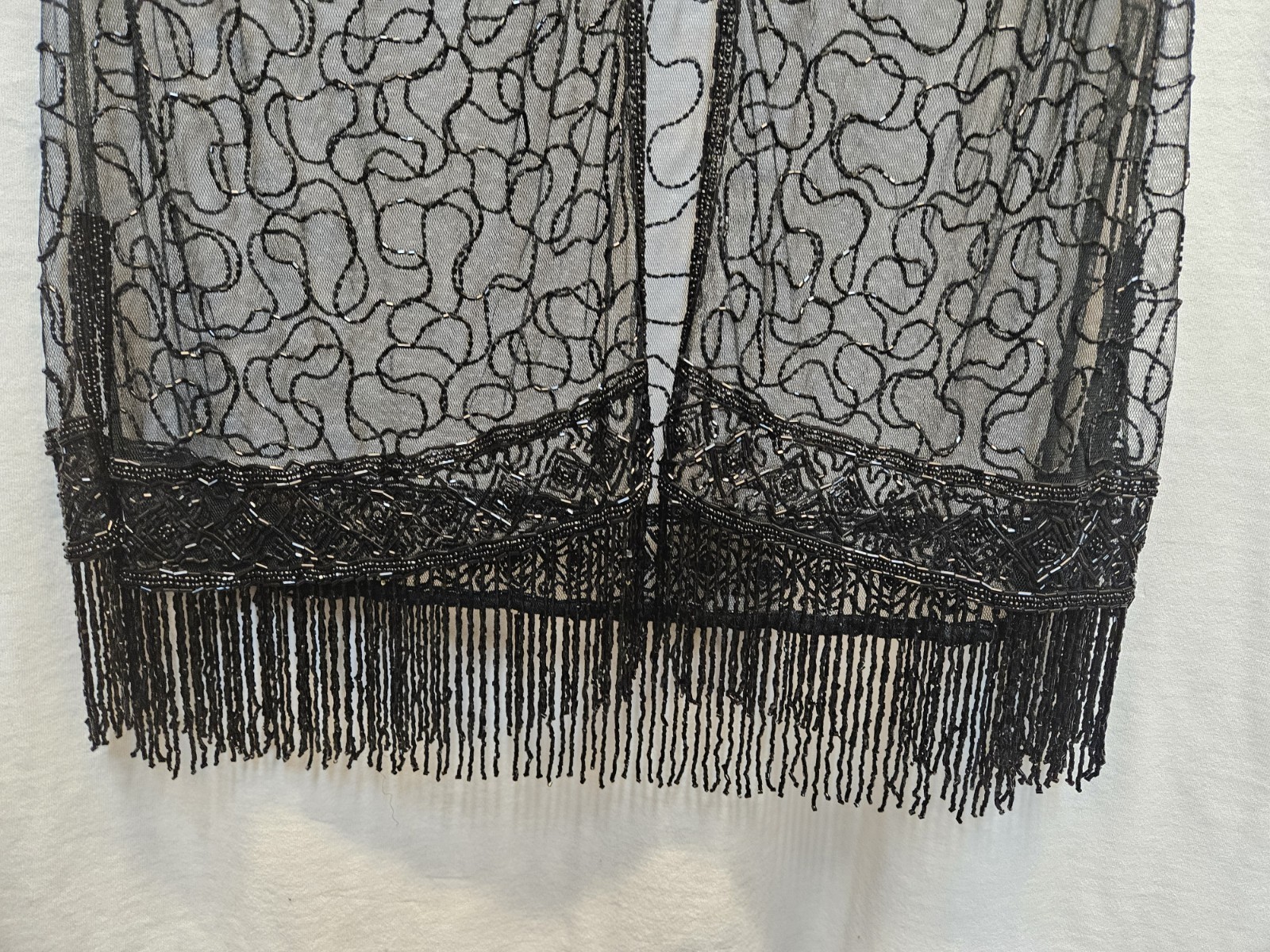 Sheer BLACK Beaded Long over Dress see Measurements bust 40″ NEW LENGH 48″