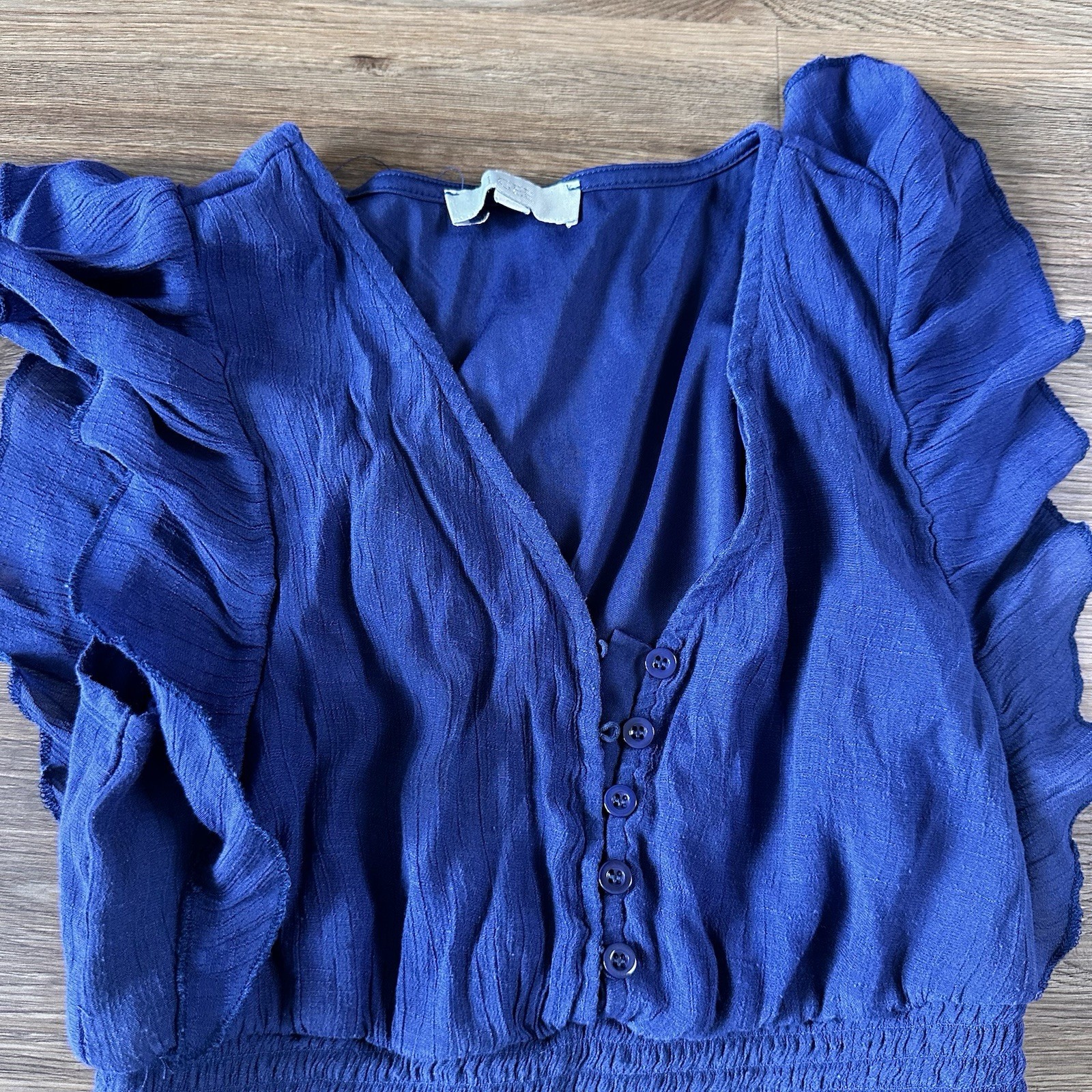 J GEE Tiered Midi Dress Boho Blue Sleeveless Dress Petite Large Flutter Sleeves