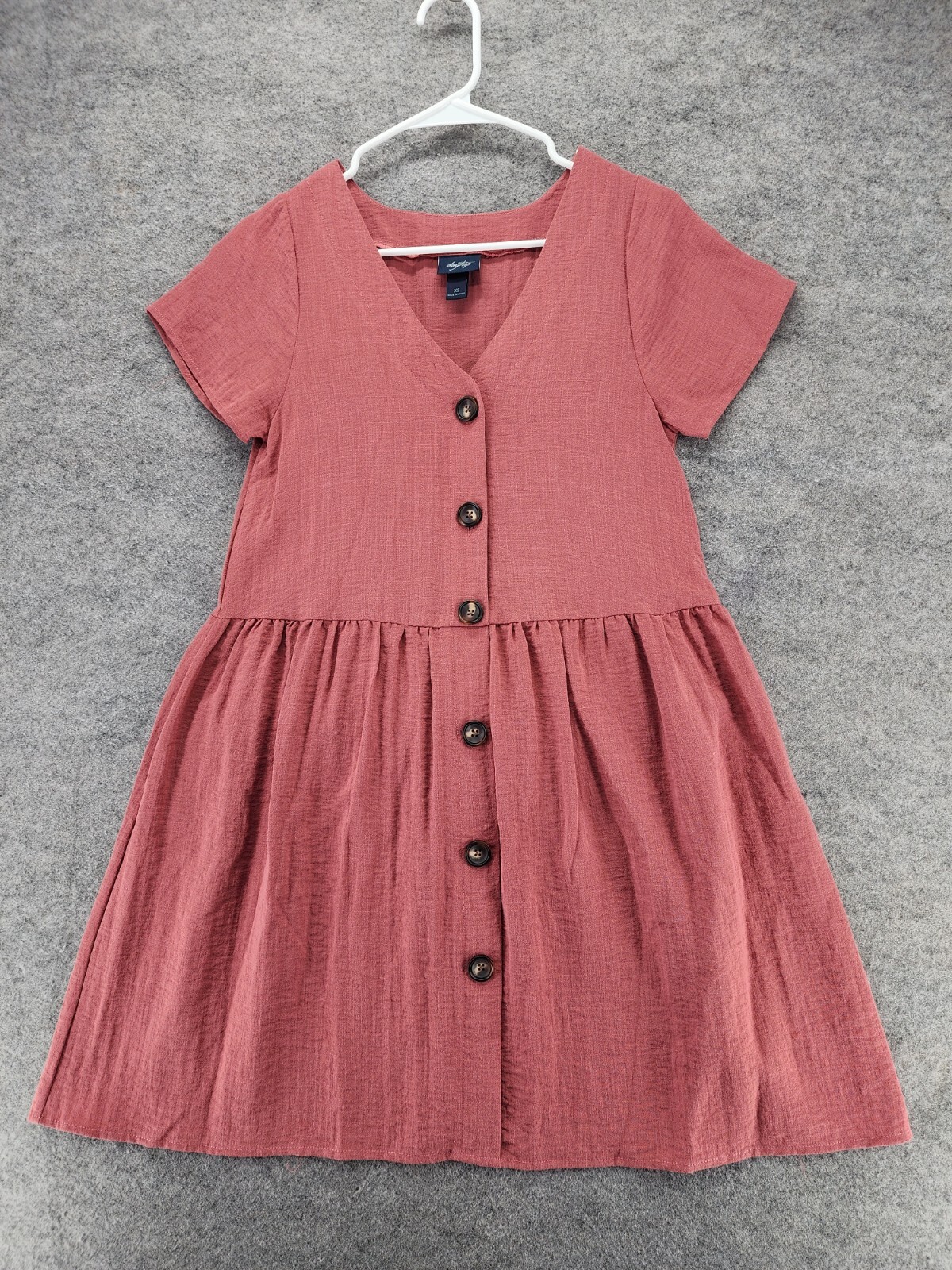 Buckle Daytrip Dress Womens XS Button Front V Neck Short Sleeve Pink