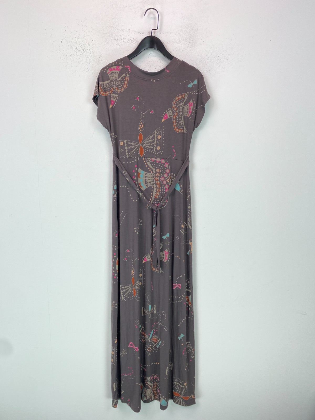 White Stuff Grey Abstract Maxi Dress Cap Sleeve Pullover UK 8