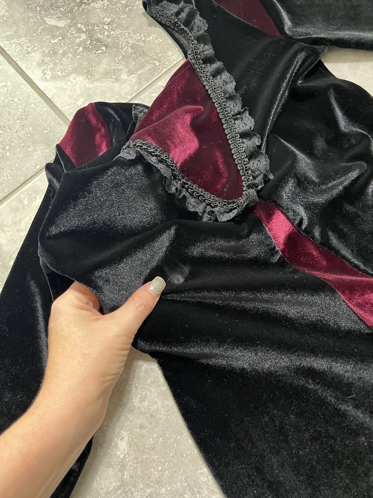 Cykxtees VTG 90S Goth Renaissance Medieval Vampire Velvet Dress Gown M L