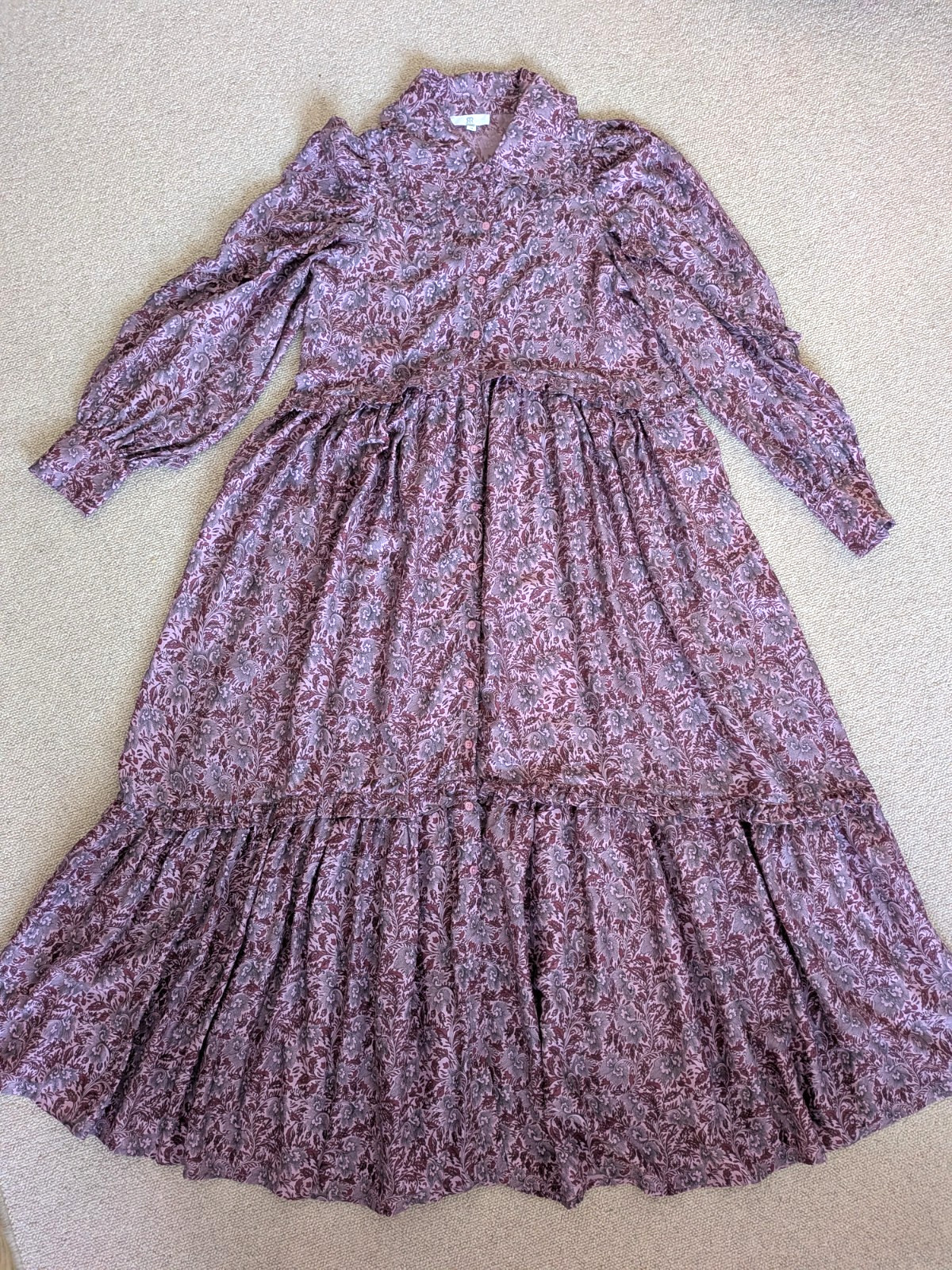 New La Redoute boho hippy peter pan collar relaxed fit floral maxi dress size 10