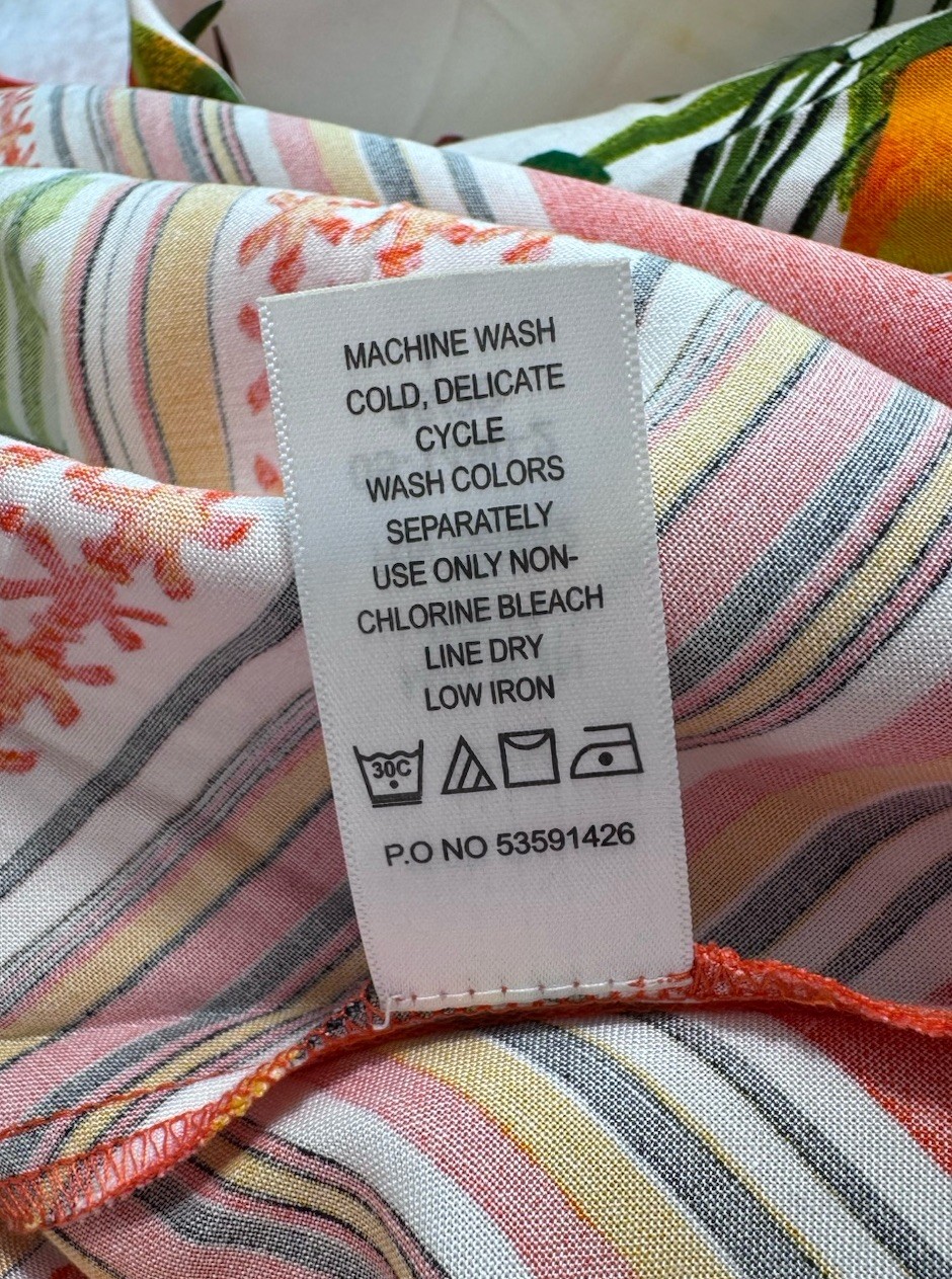 Roaman’s Plus Size Scarf Print Maxi Dress Handkerchief Hem V-Neck Tropical 18/20