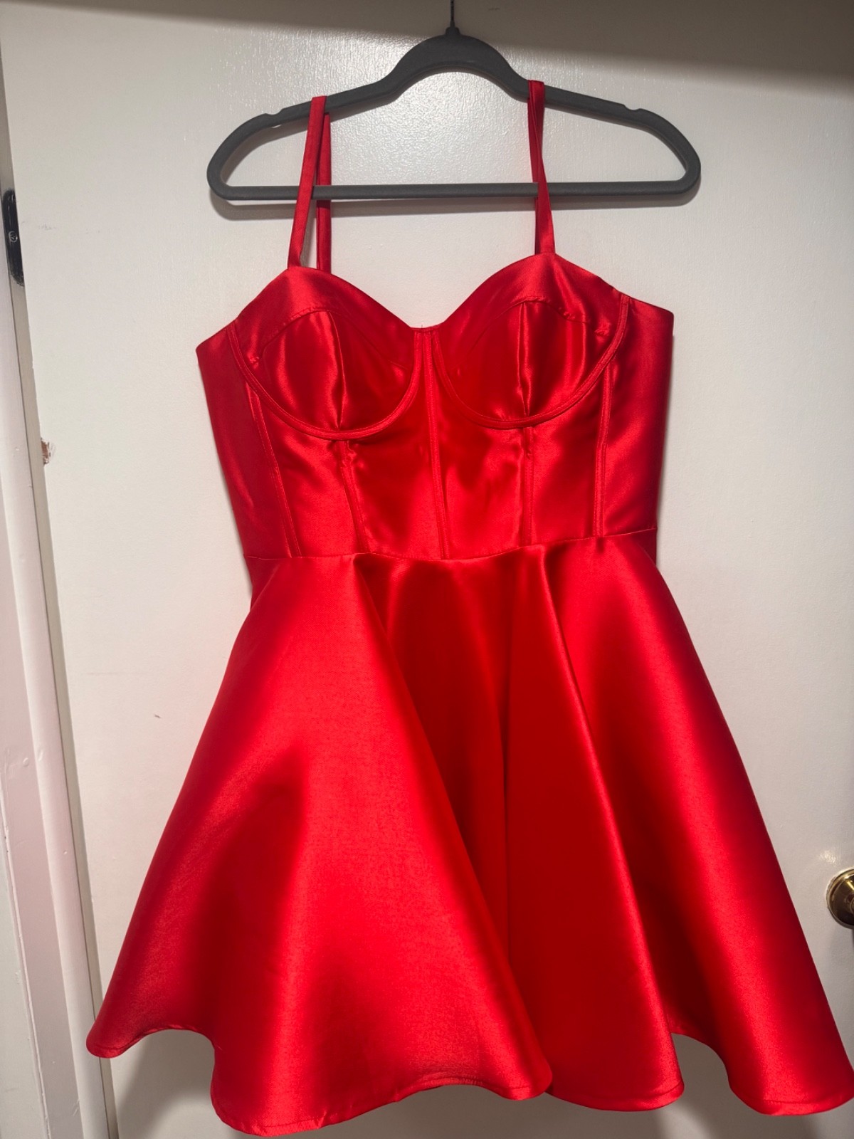 jovani red corset fit and flare cocktail dress