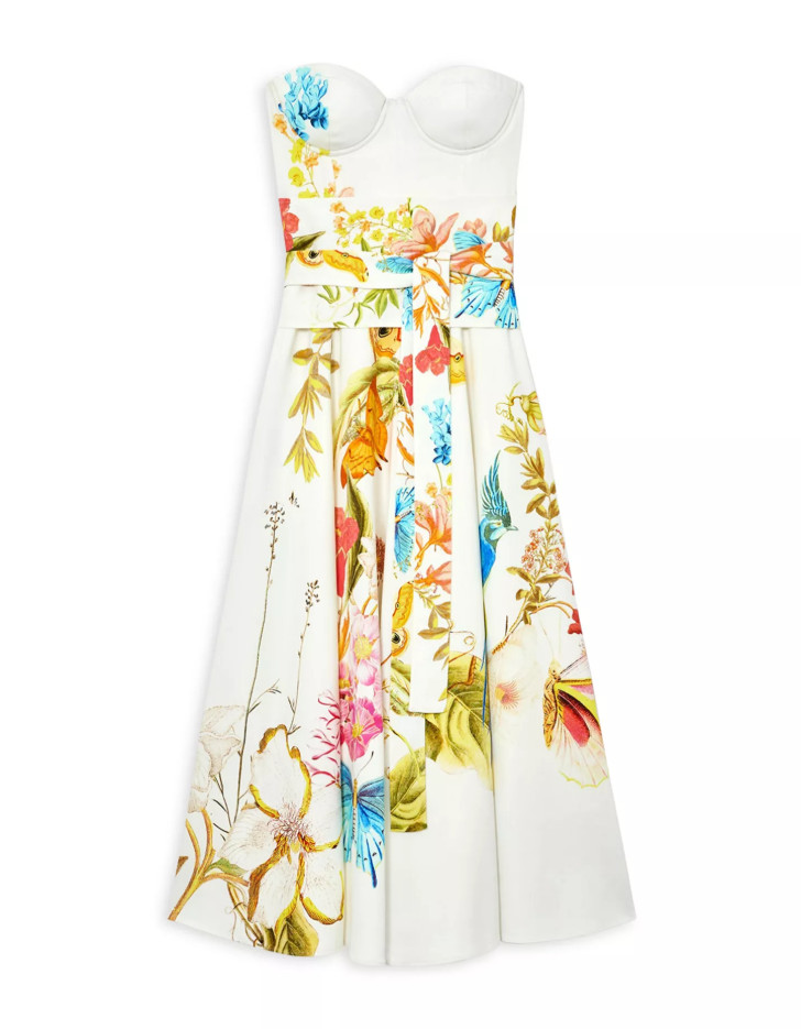 AUTH REISS Corset Detail Floral Dress Ivory