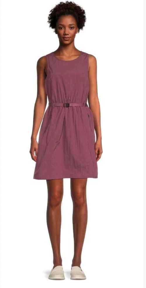 Avia Womens Sleeveless Belted Clinch Waist Dress Size M Mauve Active Outdoor