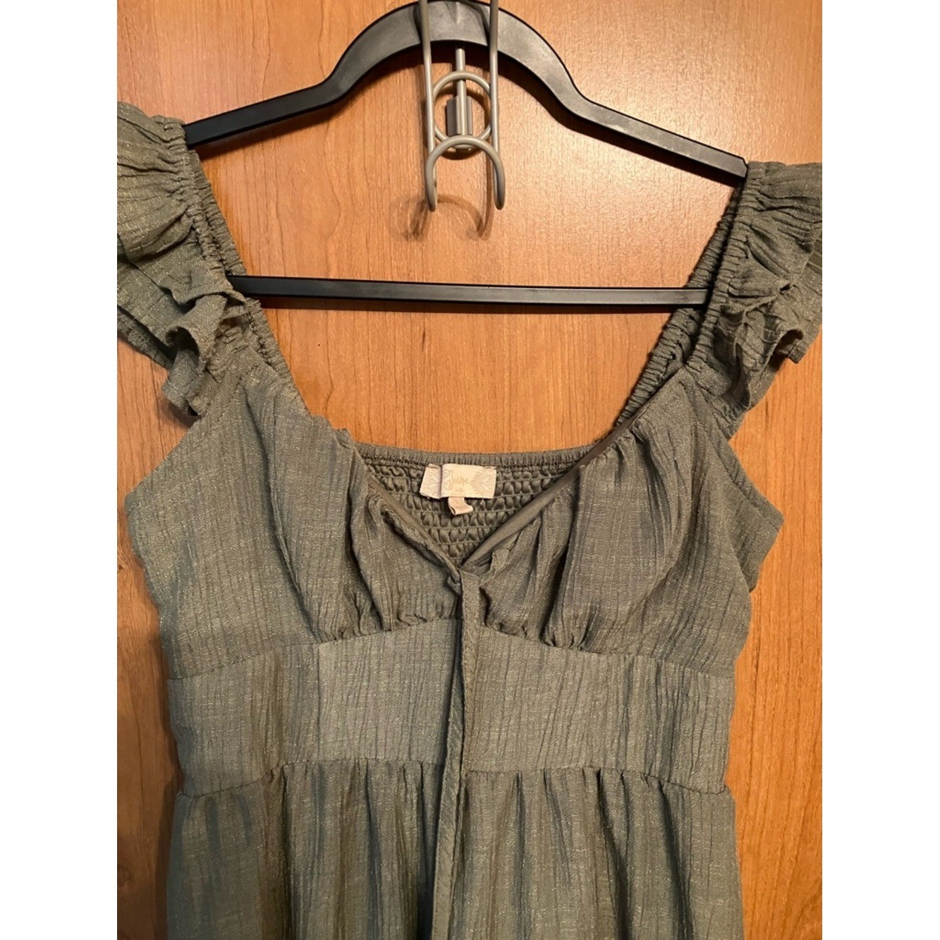 Altered State/Indulge Ruffle Strap Midi Dress in Sage Green Cottage Core Sz Smal