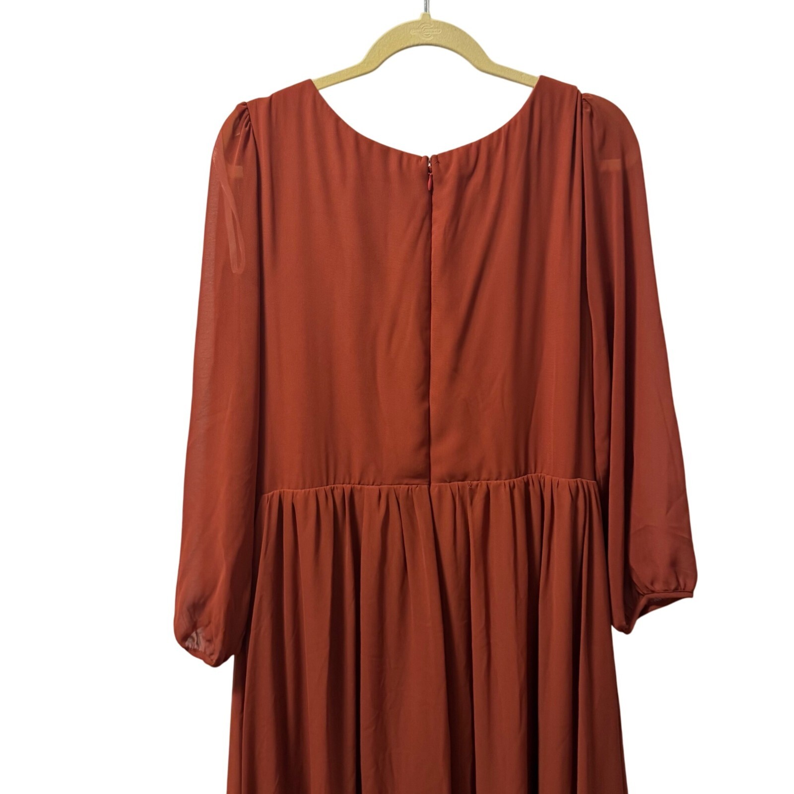 Eva Rust Orange V-Neck Long Sleeve Maxi Dress Sz 3XL Long evening dress