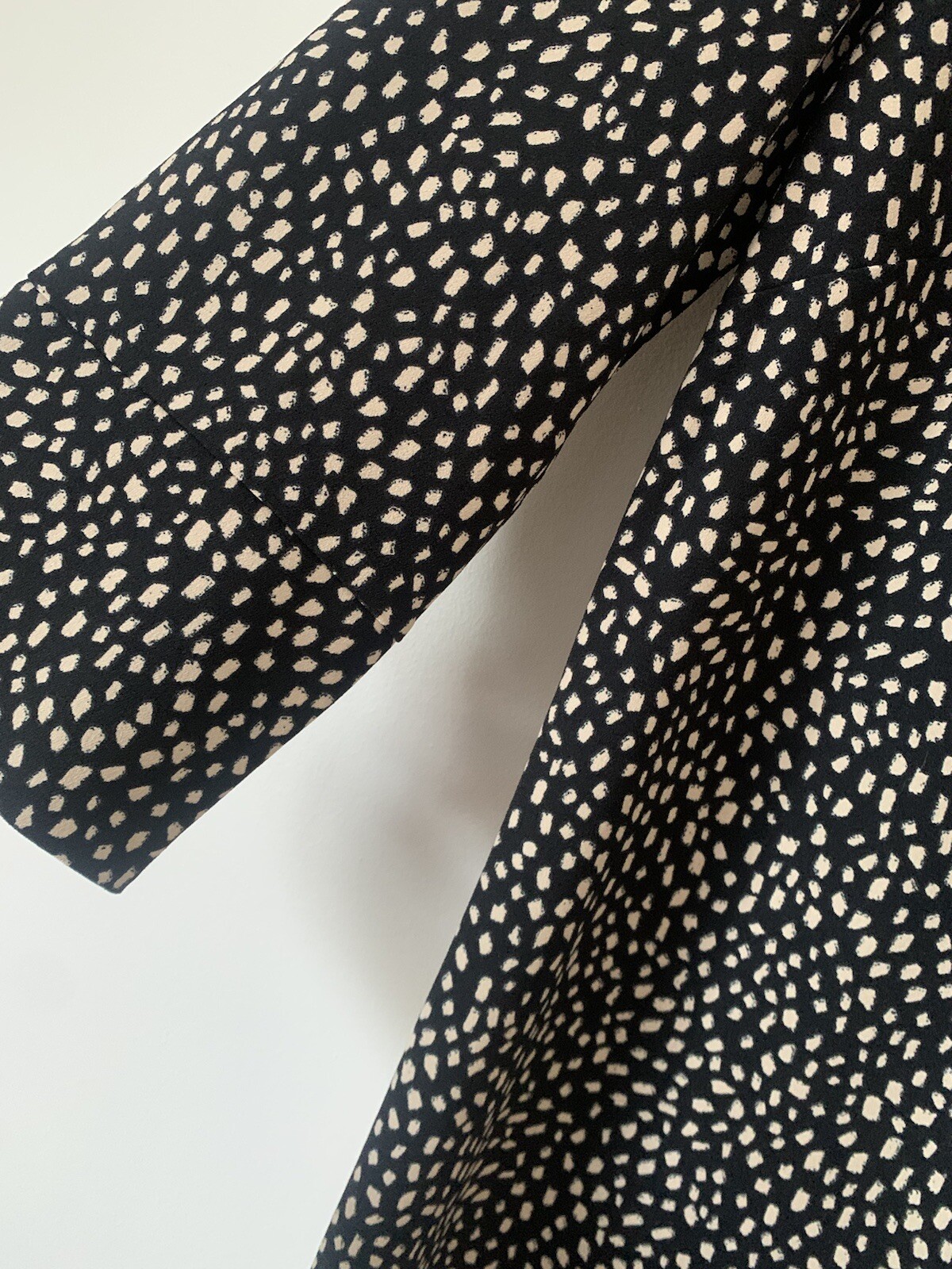 M&S Womens Black Tan Spot Pattern Print Smart Shift Dress Size 8 RRP £25