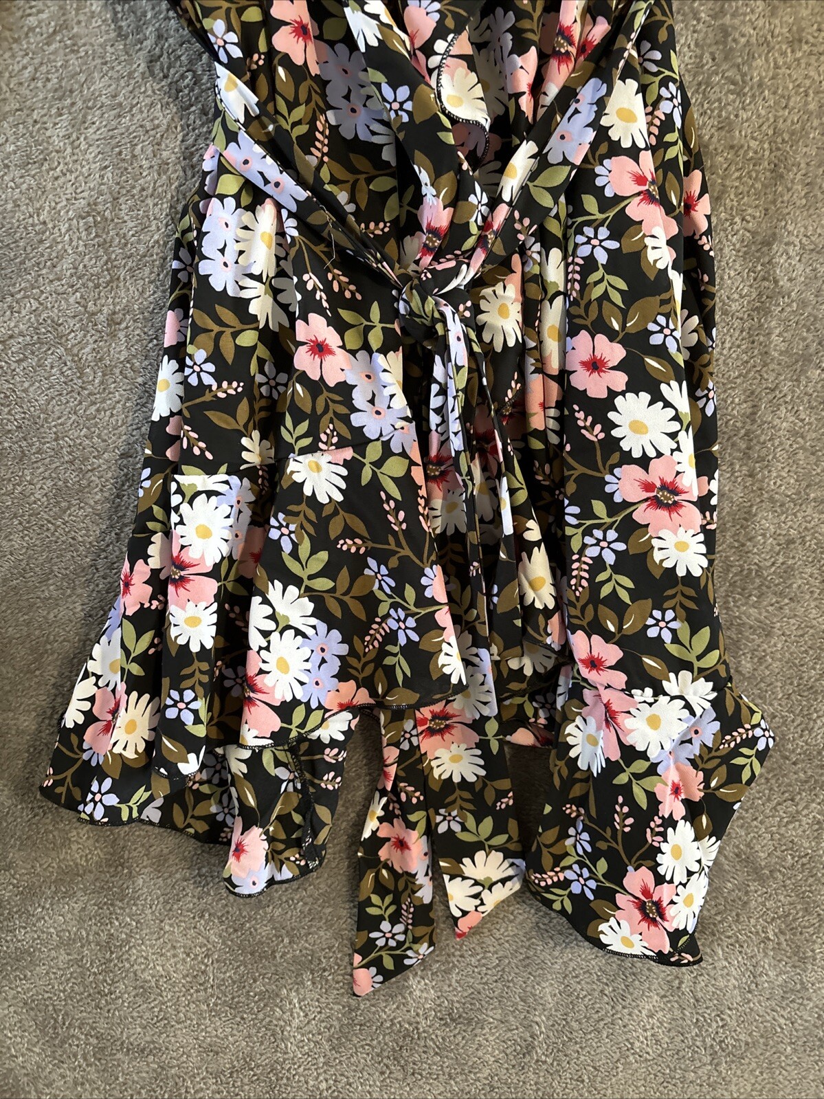 Kate & Mallory Dress 3X Wrap Chiffon Bold Floral Midi Ruffles Floaty Daisy NEW