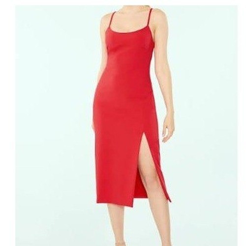 LIKELY Campbell Dress Size 2 Coral Pink Strappy Front Slit Midi Date Cocktails