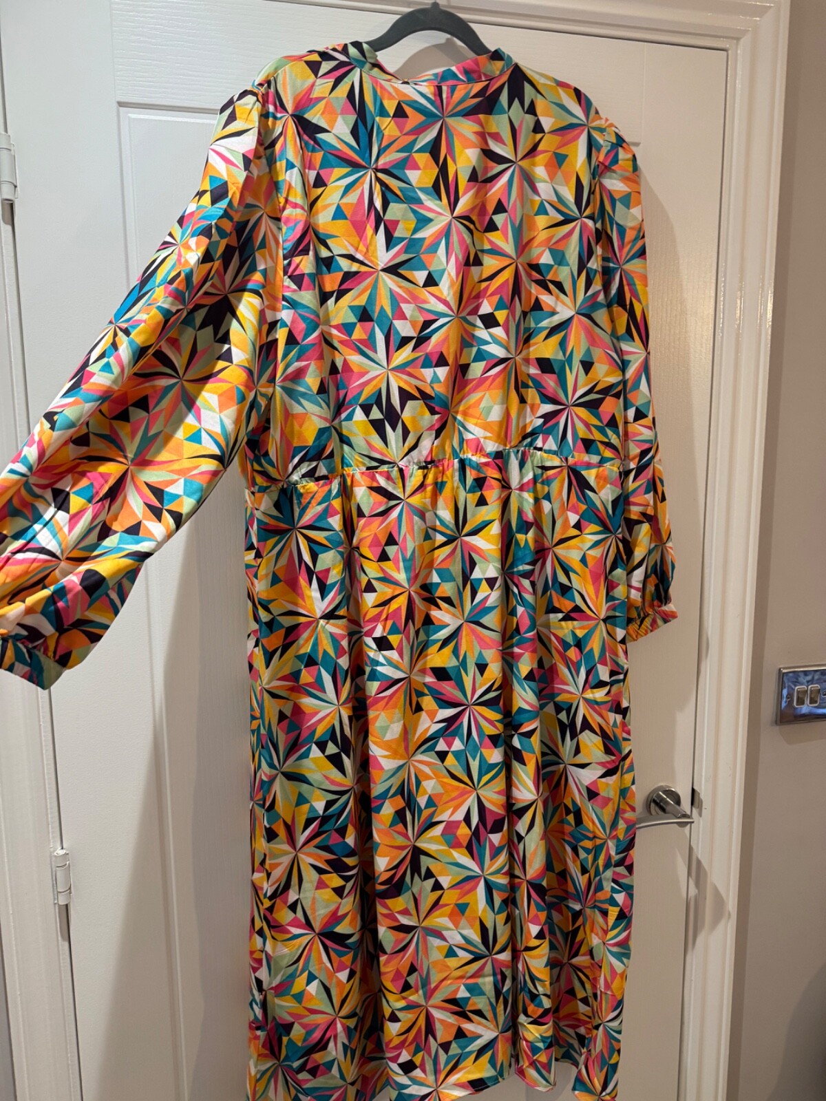 RAISHMA Multicolour Vibrant Geometric Print Midi Dress Size 22 RRP £95 BNWT