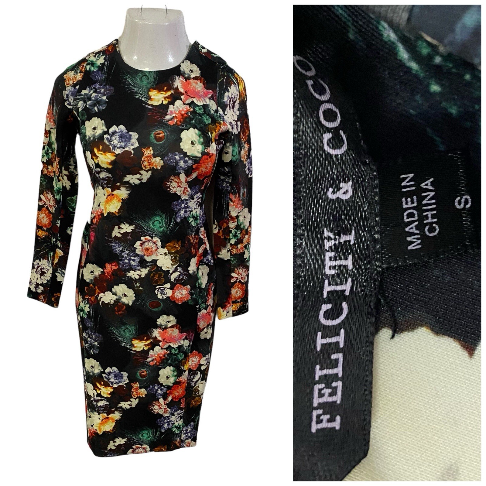 Felicity & Coco Dress Womens Small Floral Scuba Knit Work Office Church Elegant