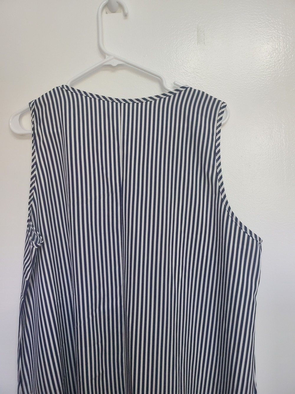 Source Unknown Blue & White Vertical Stripe Midi Dress with Ring Detail