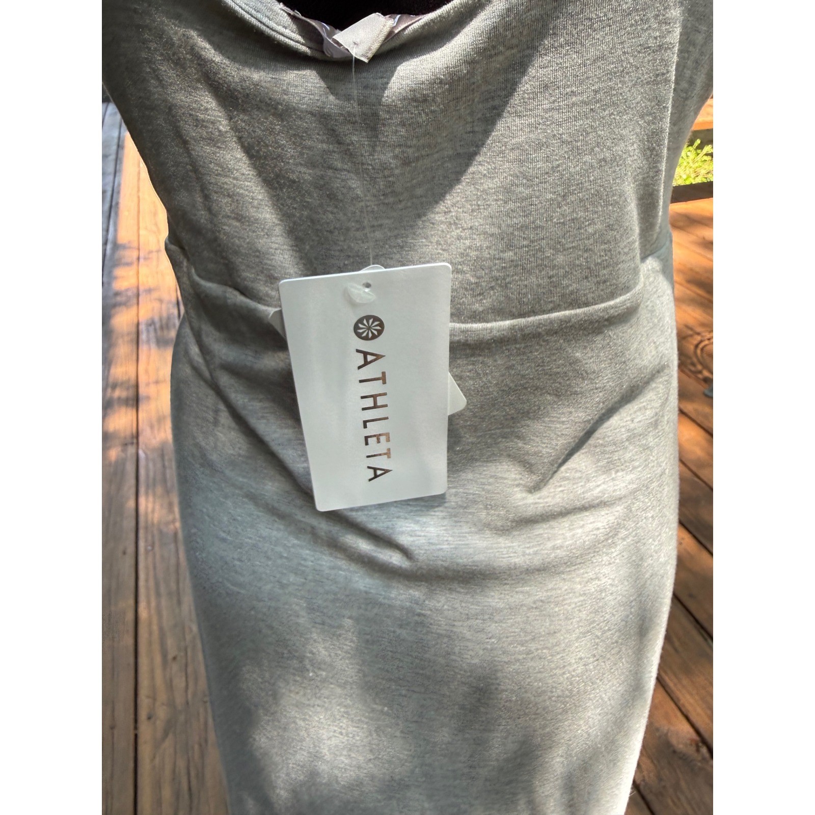 Athleta Santorini Midi Solid Dress Grey Heather MicroModal Empire Waist 446866 S
