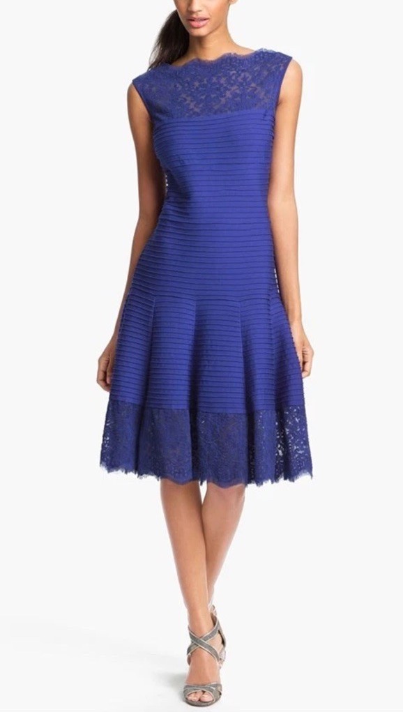 Tadashi Shoji Matte A-Line Jersey Dress Royal Blue Size XL