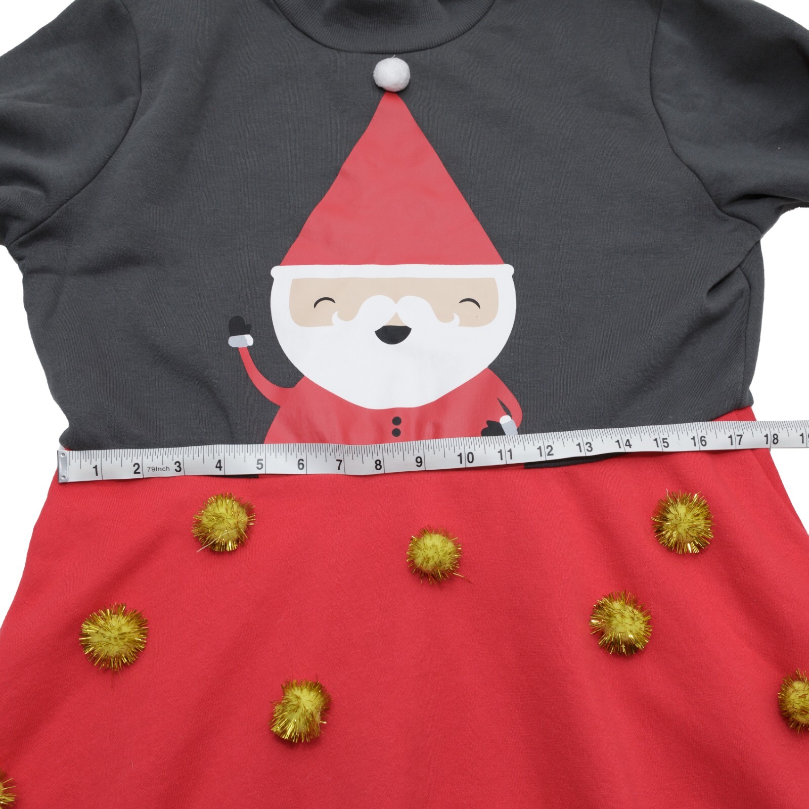 Mighty Fine Junior 2XL Red & Gray Santa Claus w/Pom Pom Holiday Sweatshirt Dress
