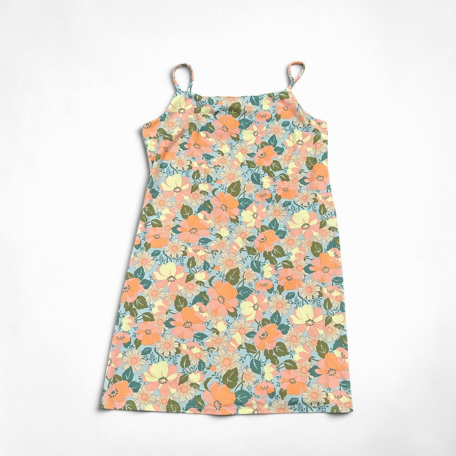 Originality Womens XL Knee Length Slip Dress Floral Retro 70s Boho USA Made