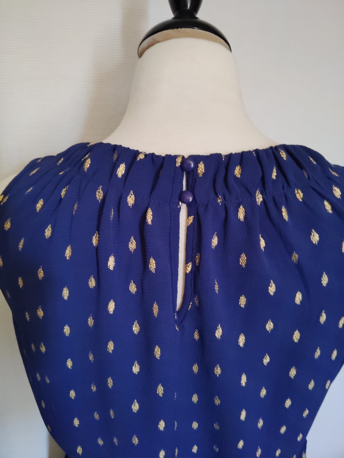 Juicy Couture Navy Blue Gold Metallic Cinched Adjustable Dress ~ Size XL