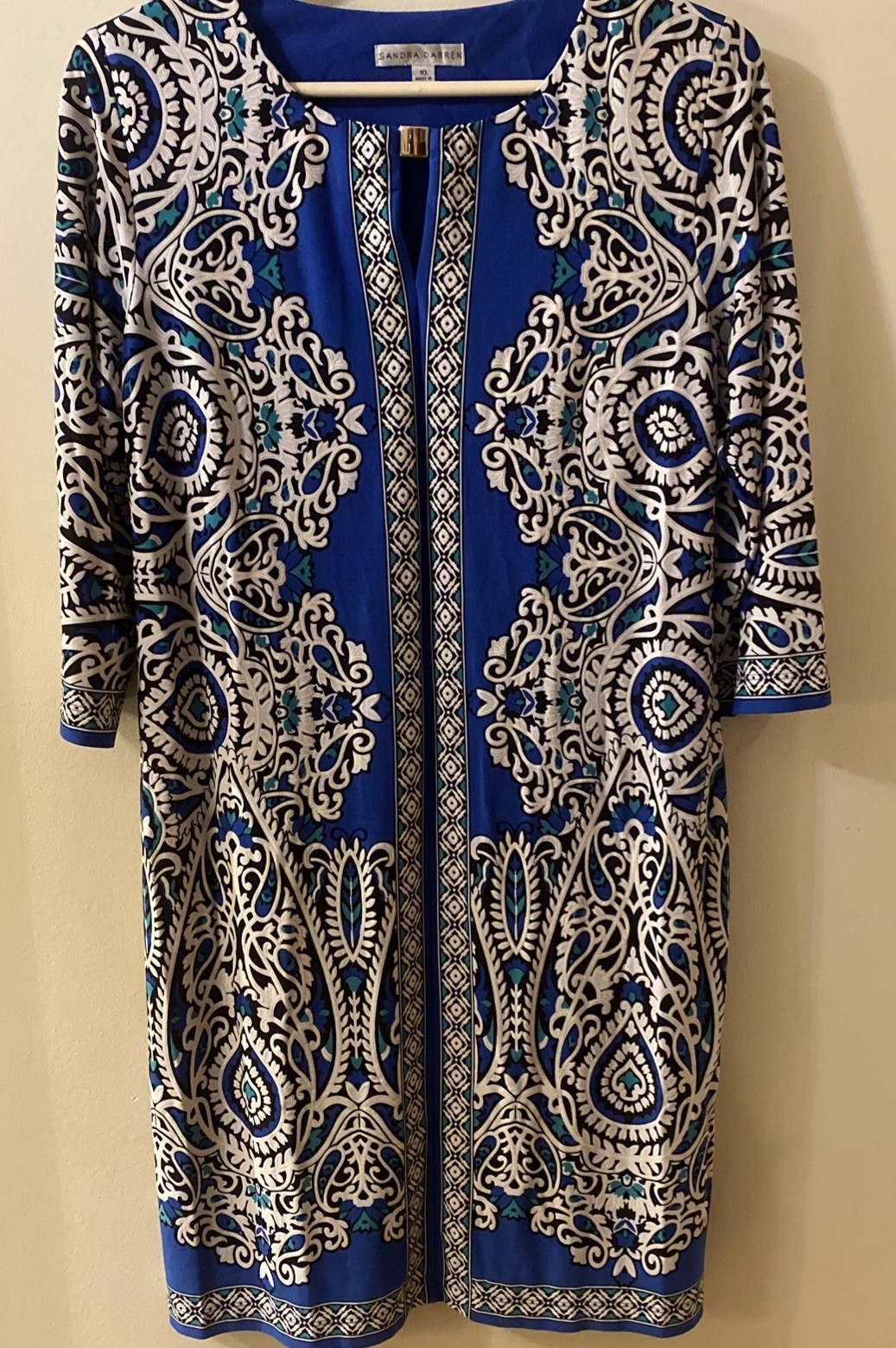 Sandra Darren Women SZ 10 Colorful Stretch Modern Eccentric Art/Wear City Dress