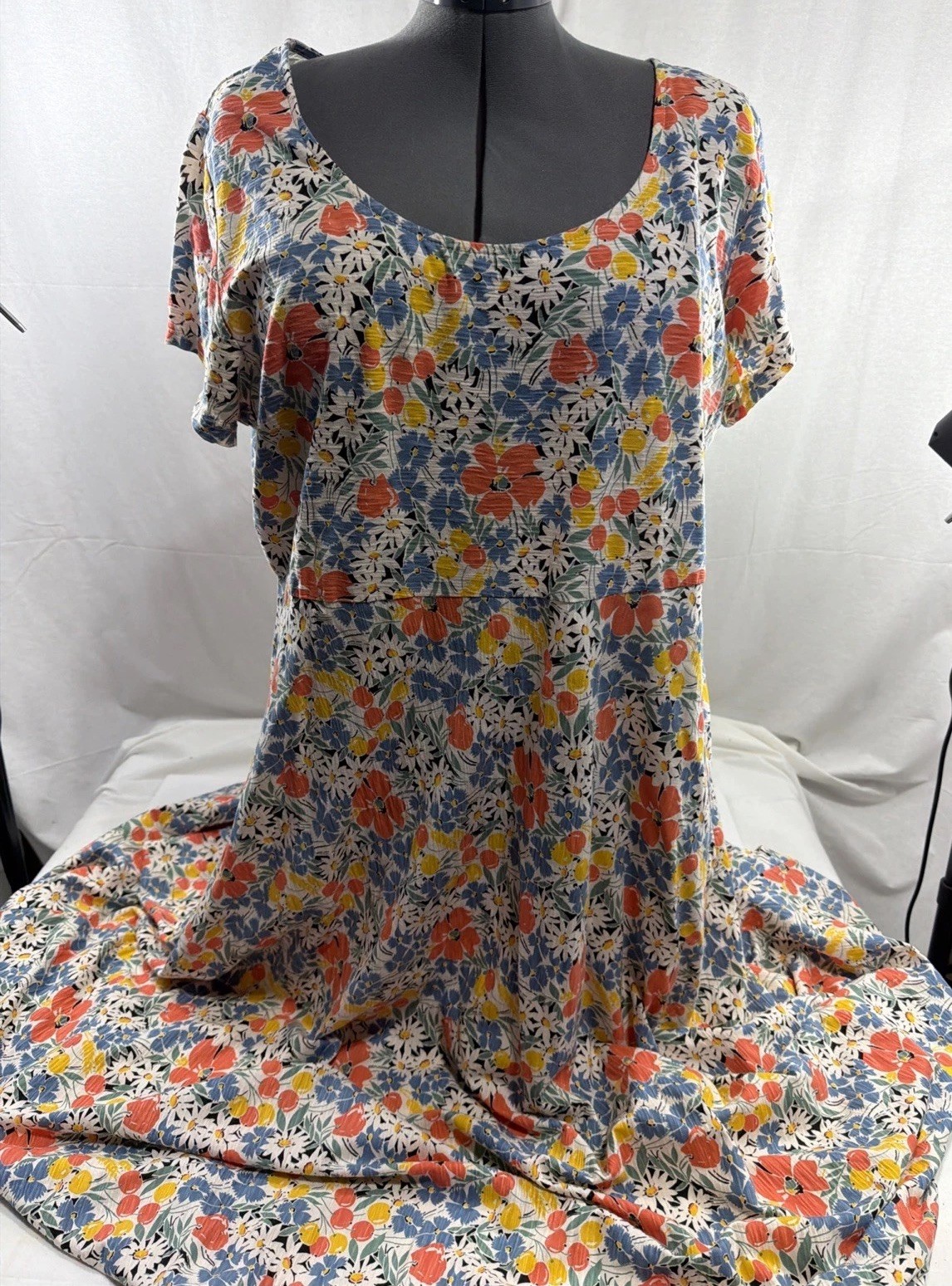 Chaps Ralph Lauren Maxi Dress 2X Colorful Floral Casual Boho Feminine Cotton