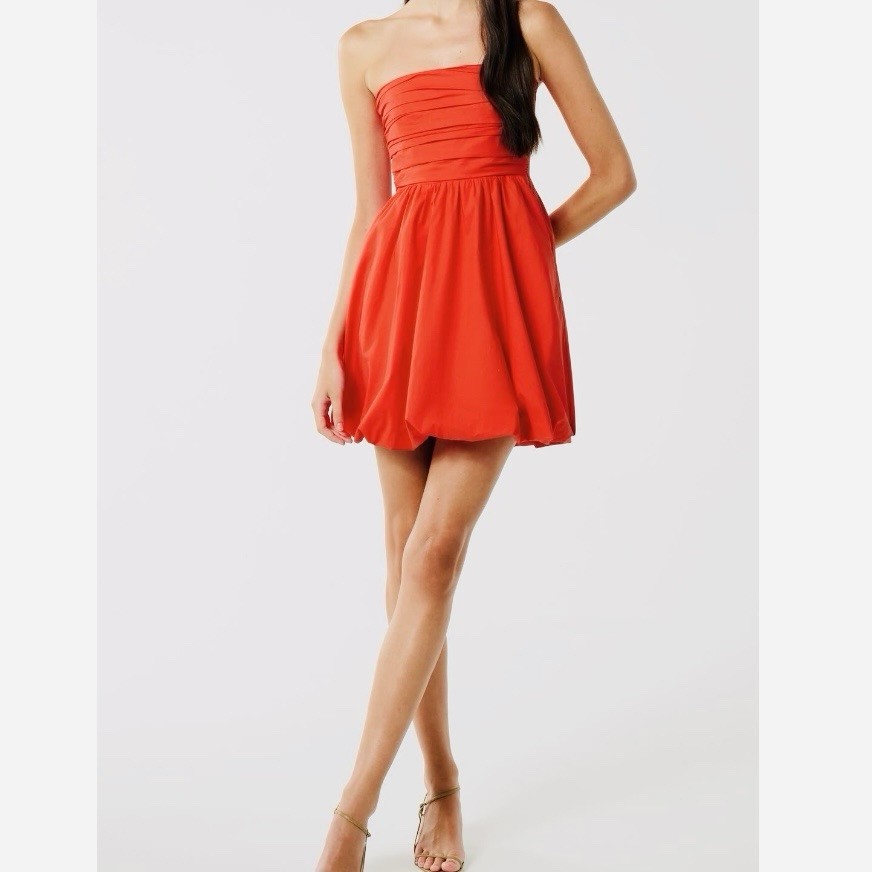 Ever New Phoebe Strapless Bubble Hem Dress Flame Scarlet Red Size 6 NWT