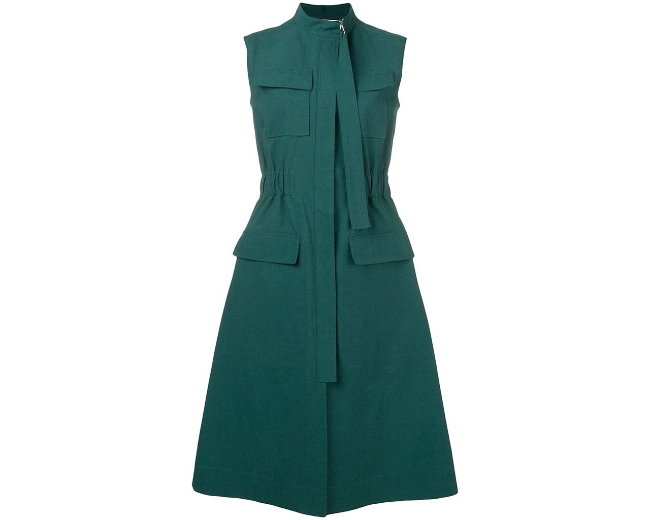 Cedric Charlier ALTRD Green Utility Button-Up Buckle-Neckline Midi Dress sz 6