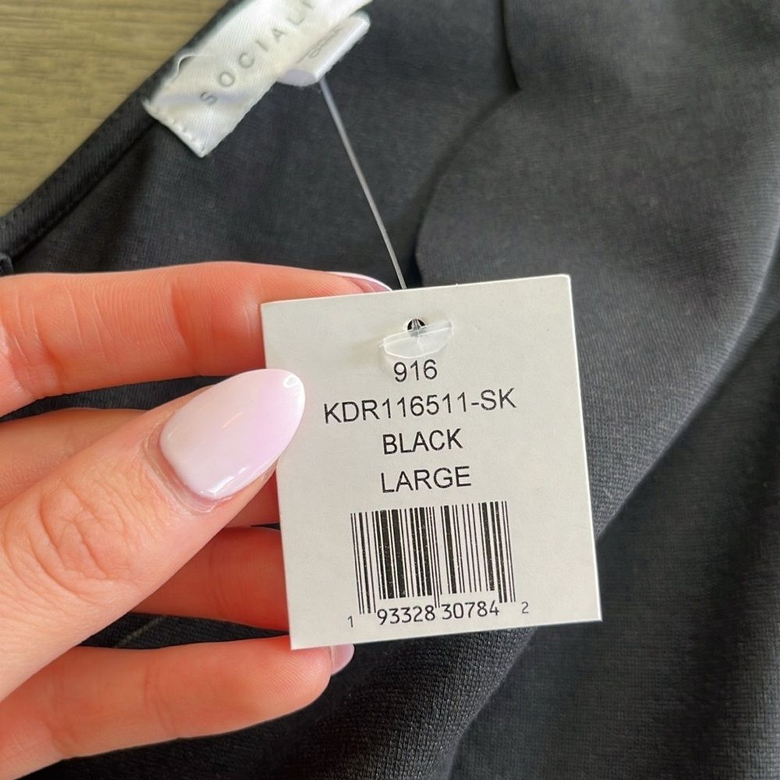 NWT Black scallop stretch bodycon mini dress L cocktail LBD feminine date night
