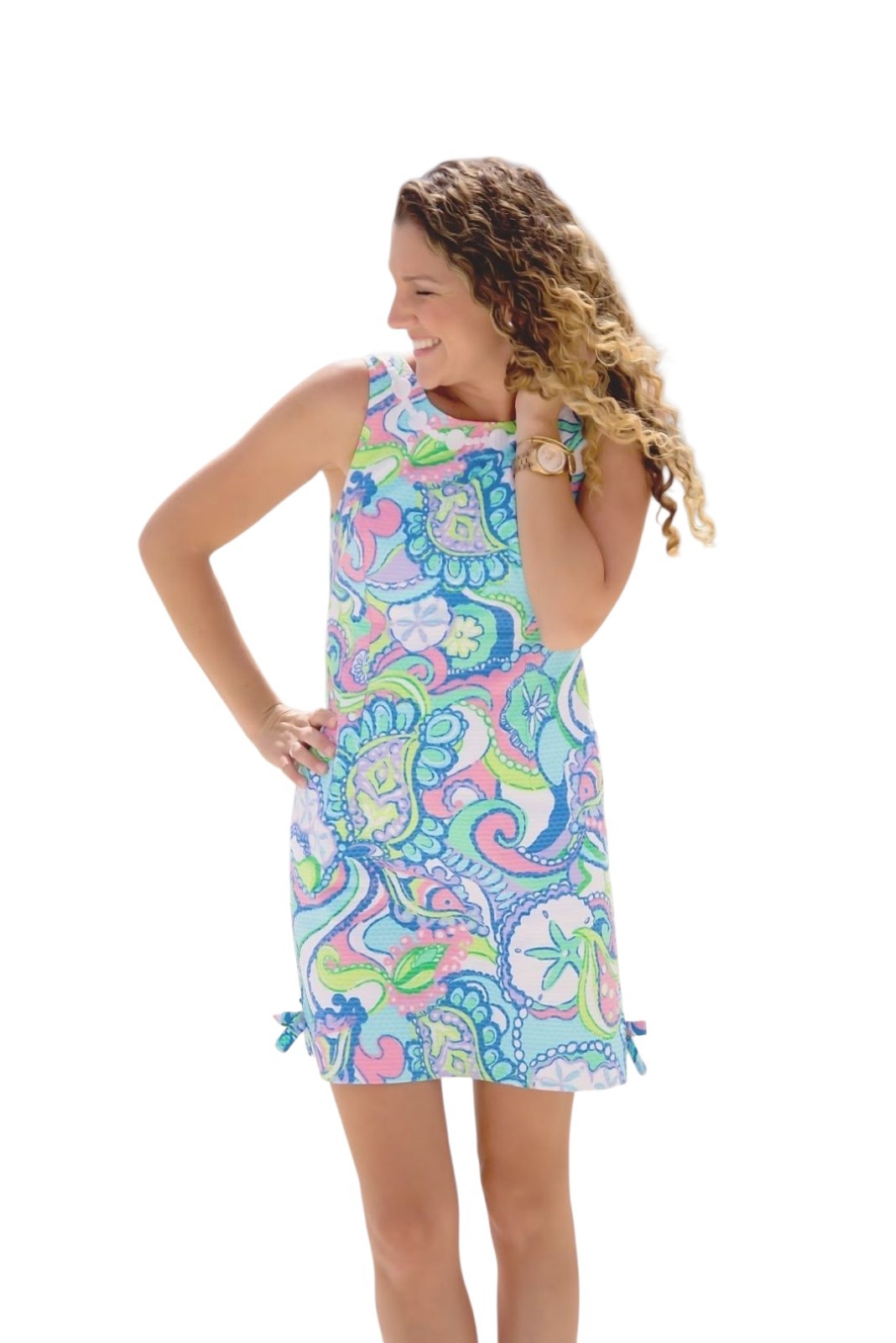 New With Tags Lilly Pulitzer Size 4 Delia Shift Muni Dress Bows Beachy Paisley