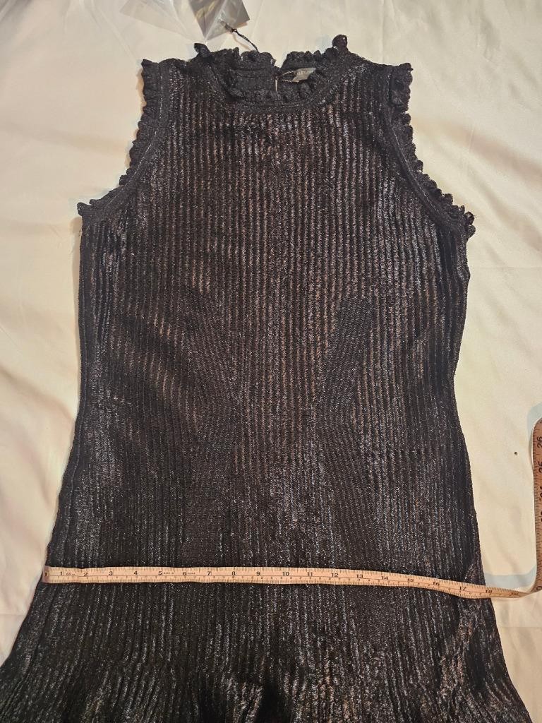 Alexander McQueen NWT Black Shiny Floated Knit Ruffle Dress XL – $2300 S/S 2019
