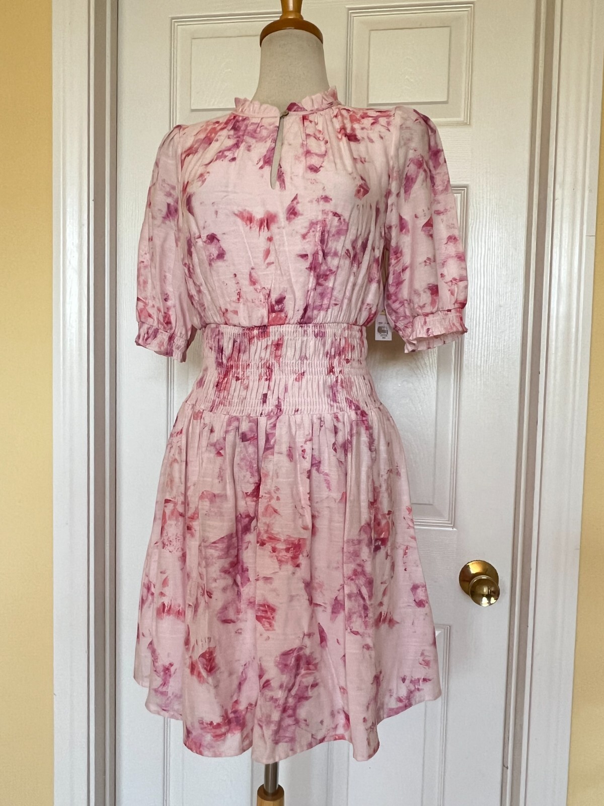 NINE WEST blouson mini dress size M pink