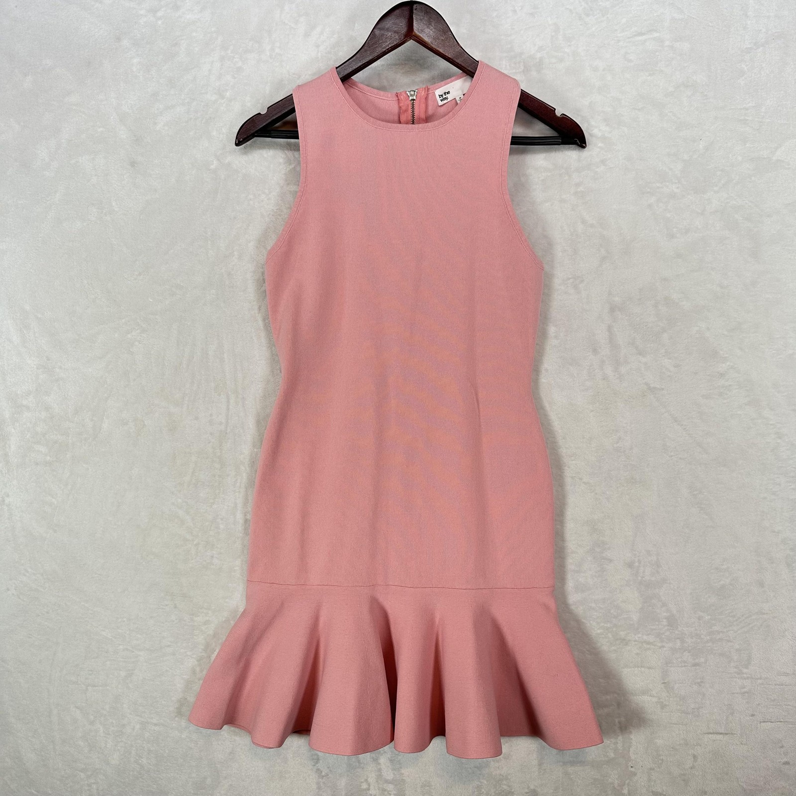 By The Way Dress Womens Medium Pink Racerback Drop Waist Flounce Hem Revolve