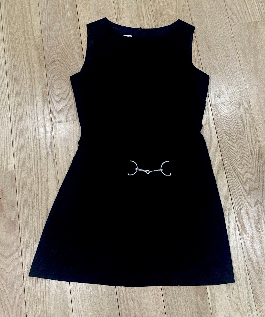 Vintage 90s Kenar Black Sleeveless Mini Dress Drop Waist Mod Size 8 LBD