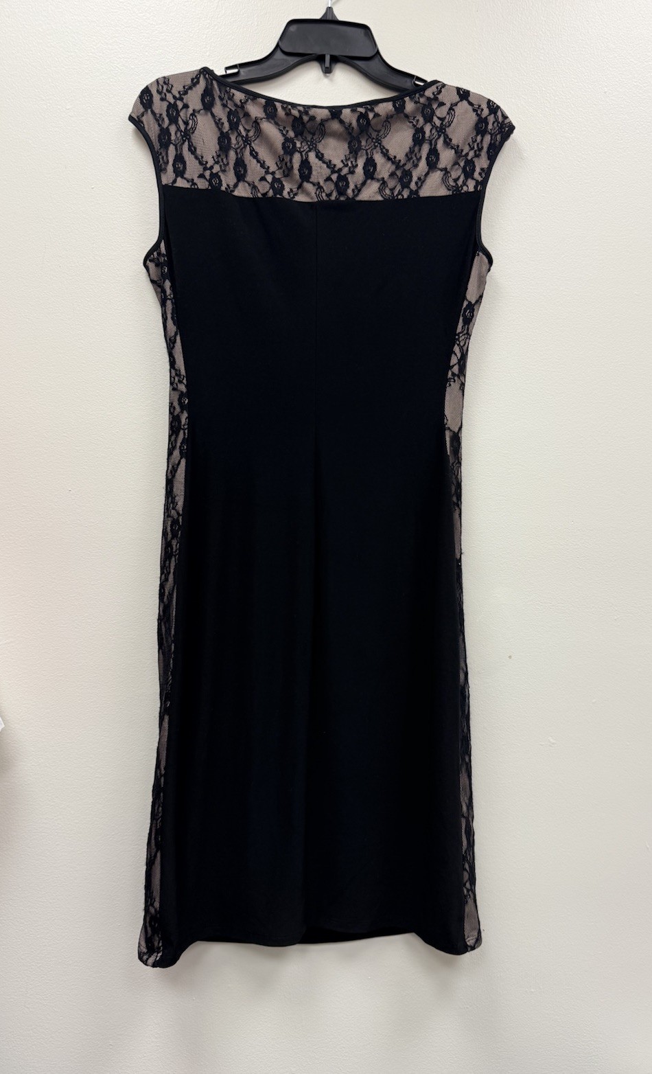 CHAPS Est. 1978-Women’s M Rutched Black Dress Lace Lined Side Panels – Classy!!