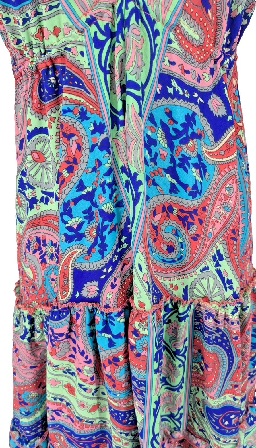 ZURY Halter Dress Silk Viscose 34″ Under the Bust Jewel Tones Tiered Excellent