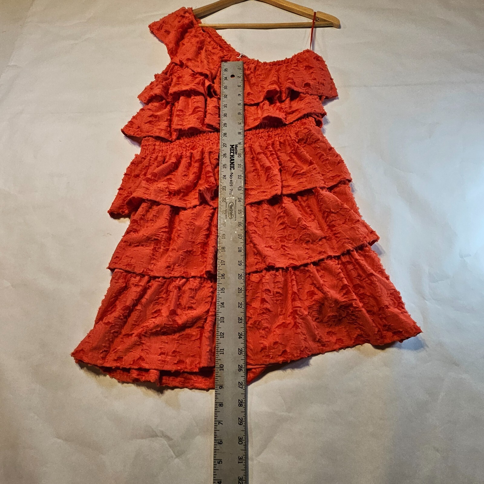 Womens One Shoulder Ruffled Tiered Dress SZ L Casual Party Cocktail Semi-Formal