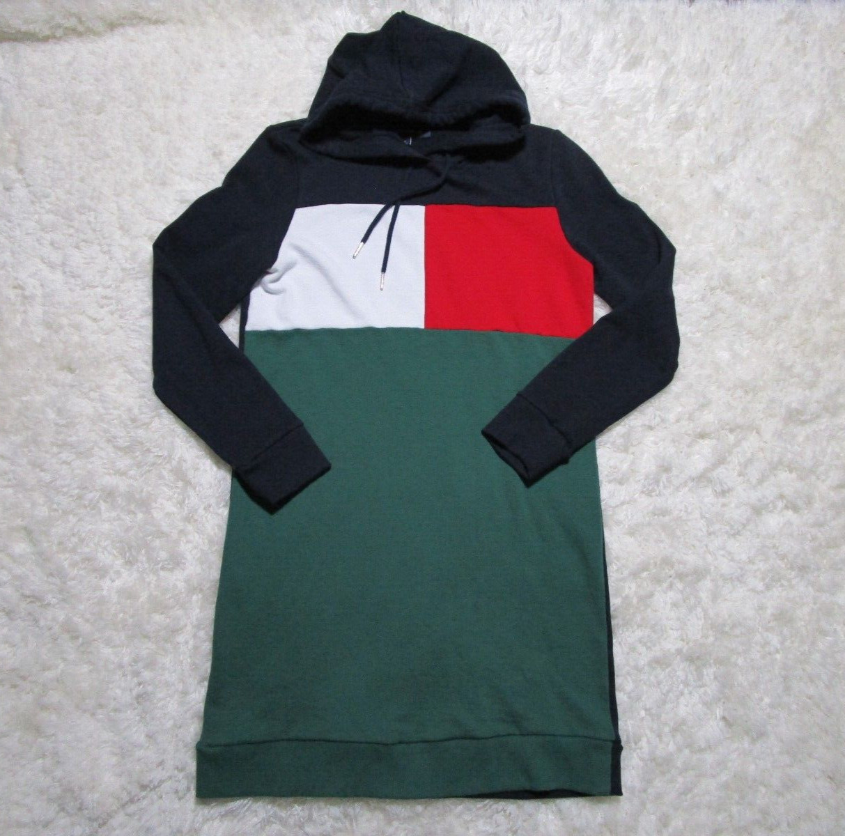 Tommy Hilfiger Sneaker Dress Womens Small Blue Green White Red Hooded
