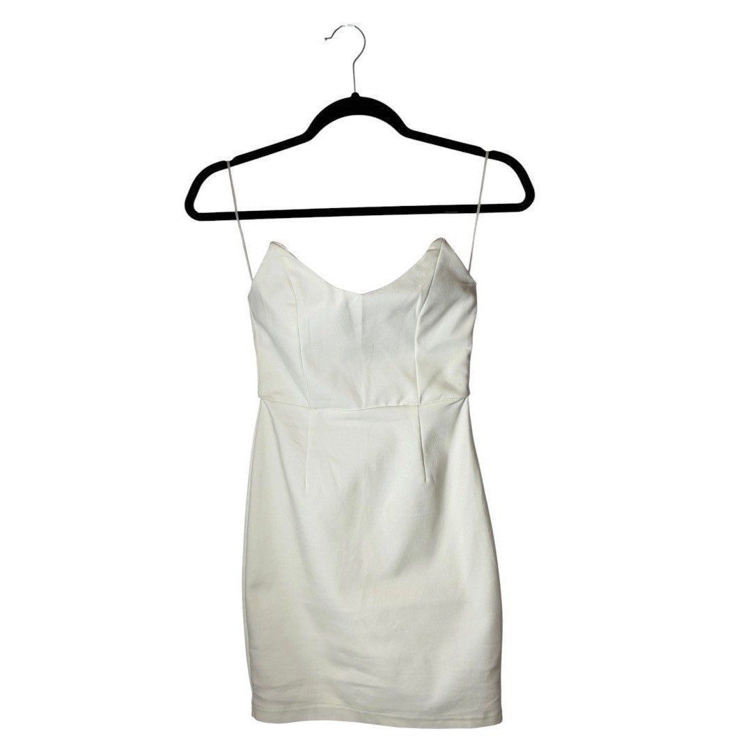 Superdown Stevie Mini Dress Womens XS White Strapless Boned Party Cocktail