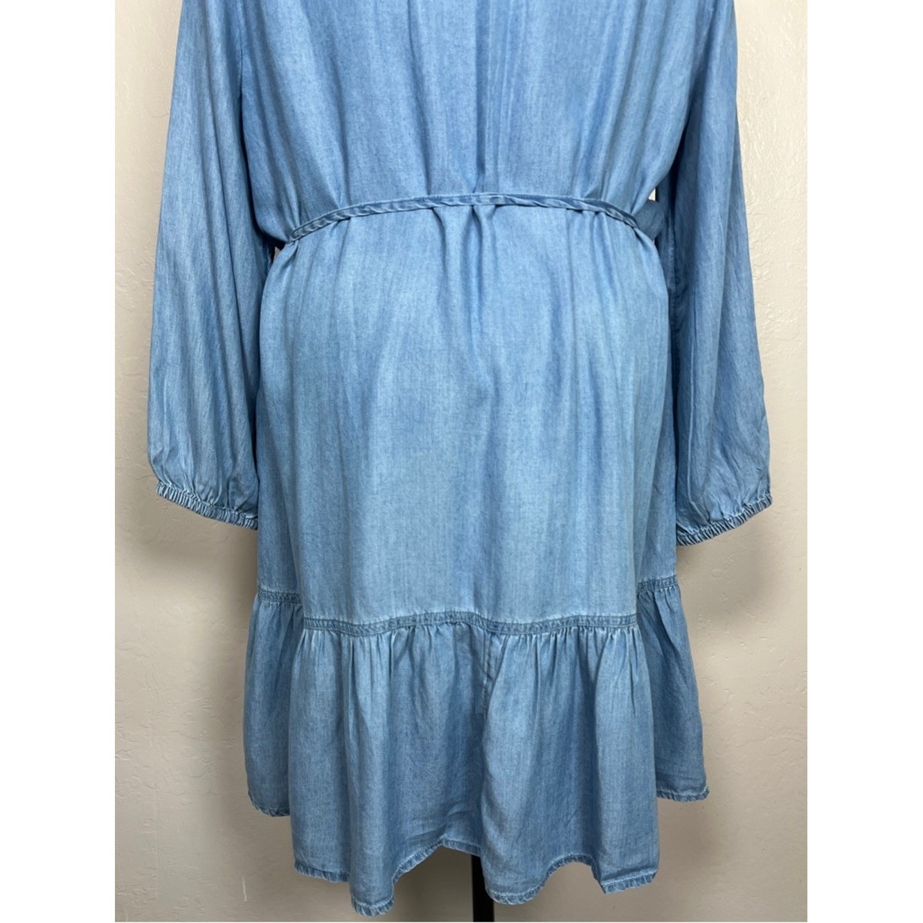 BEACHLUNCHLOUNGE Women’s Size XL Medium Wash Chambray Long Sleeve Shirt Dress
