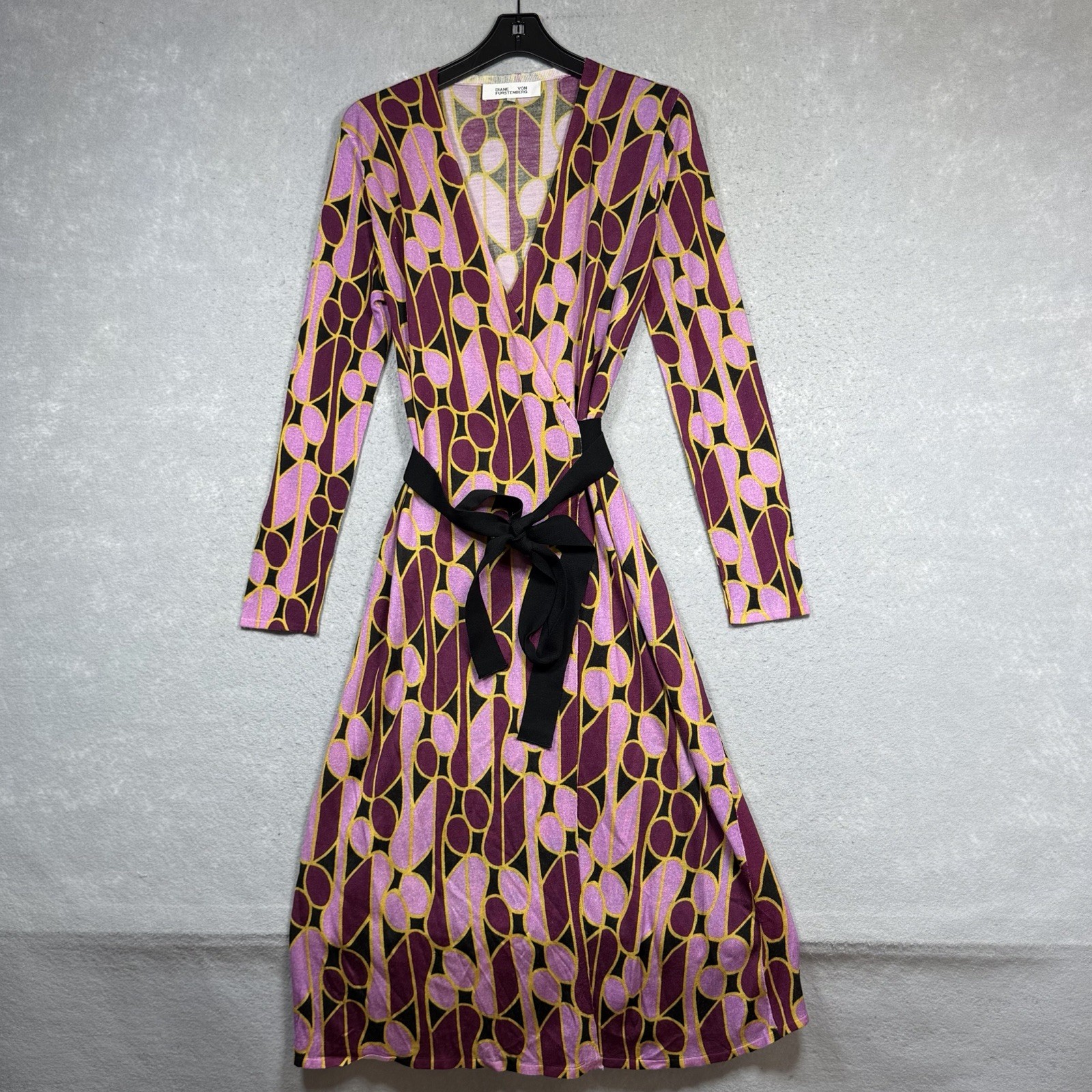 Diane Von Furstenberg Luella Wrap Mini Dress Merino Wool Floral Women’s Medium