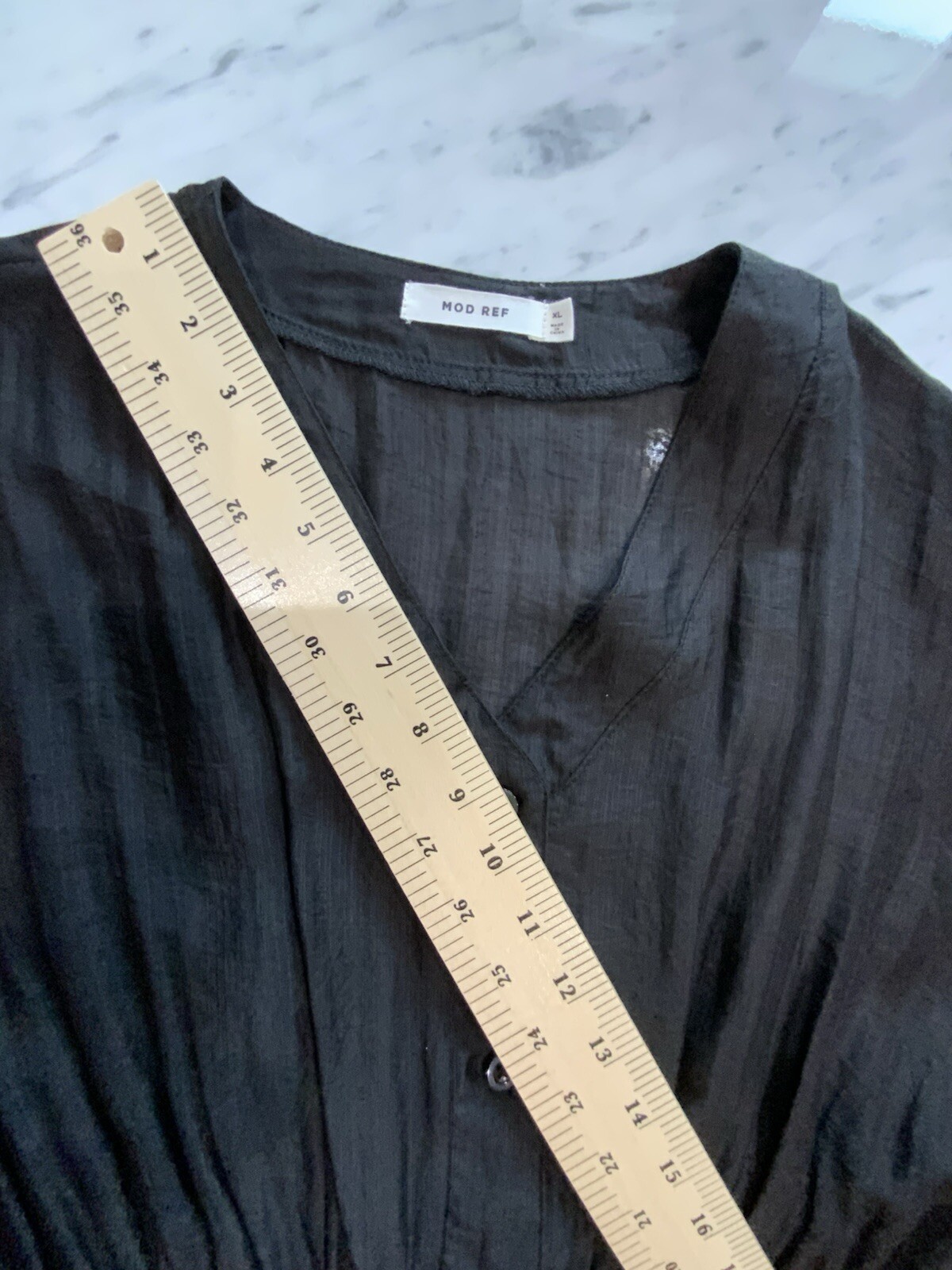 Mod Ref Dress Size XL Black Bohemian Style Loose Relax Fit Sleeves Buttons