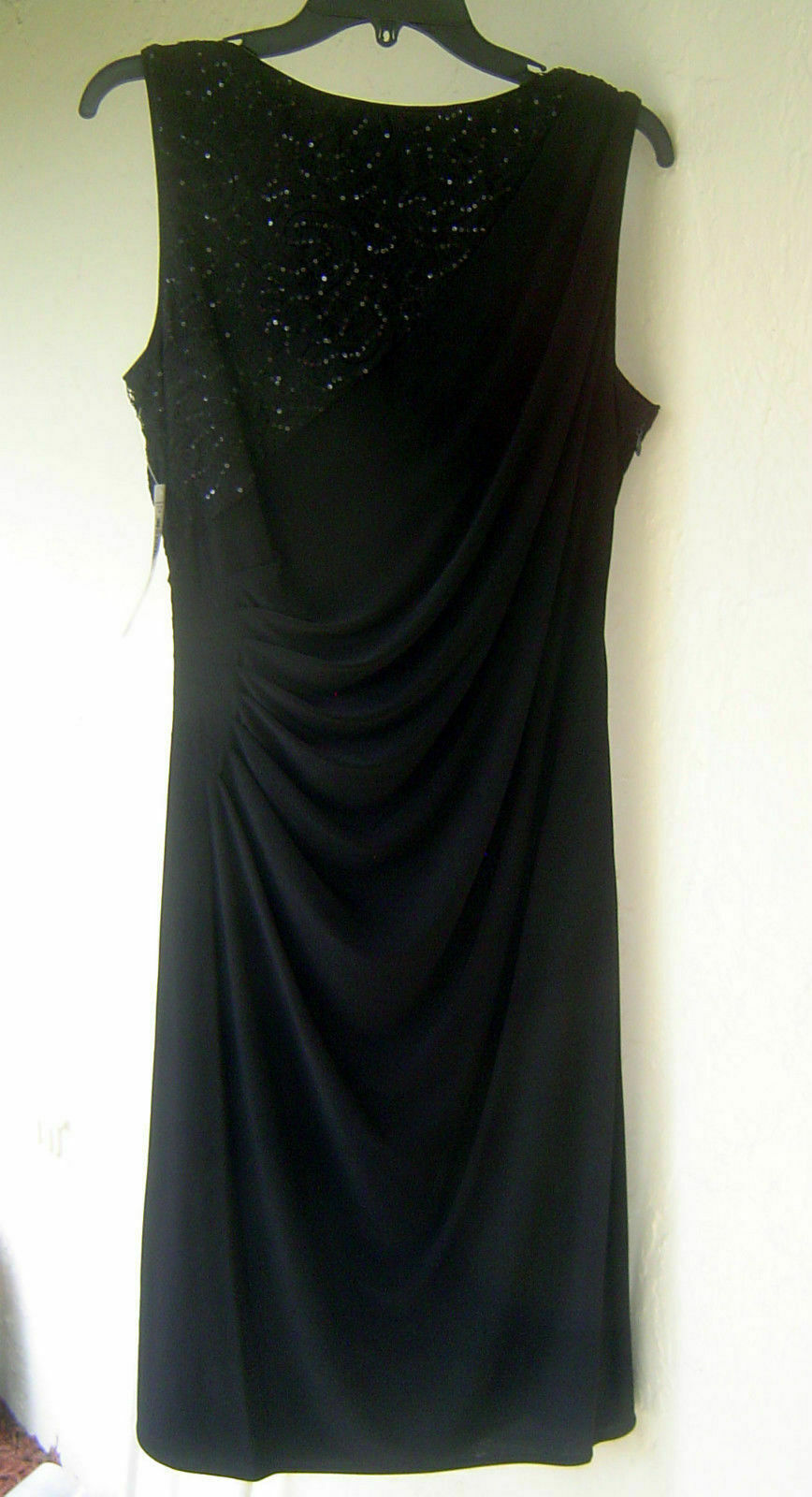 NEW RM RICHARDS BLACK EMBELLISHED PLEATED SHEATH DRESS SIZE 12 SIZE 14 $102