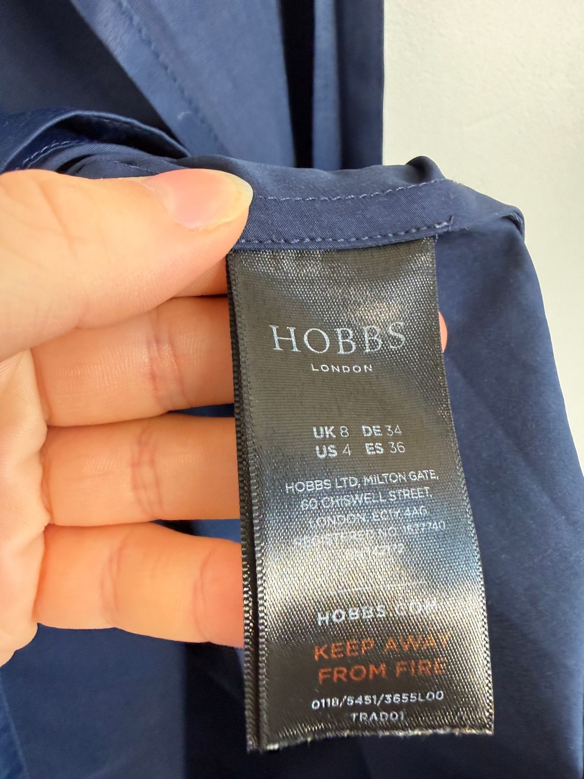 Hobbs Twitchill Dress Size UK 8 Navy Wrap Waist Belted Party Occasion Summer