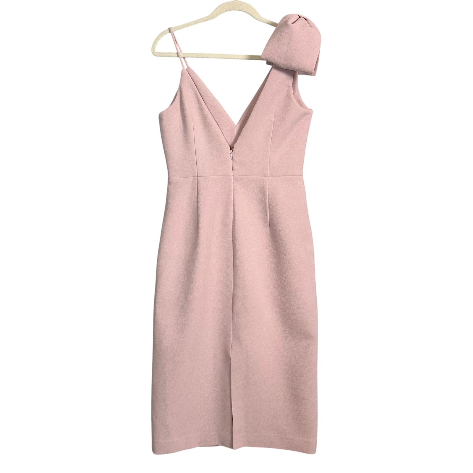Rebecca Vallance Pink Bow Shoulder Midi Dress Womens 8 Wedding Guest Amore