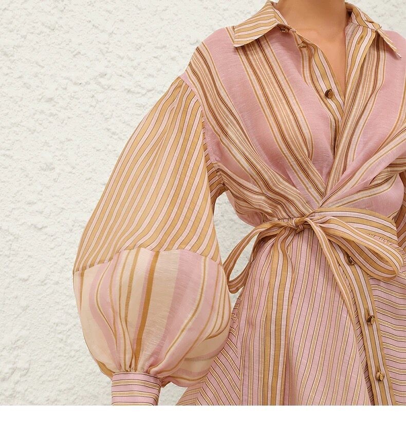 NWT Zimmermann 2026 Spring Ready-to-Wear Silk Linen Blend Striped Mini Dress