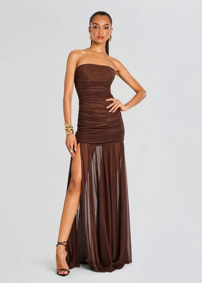 retrofete Adele Dress in Dark Chocolate Medium New Womens Long Maxi Gown