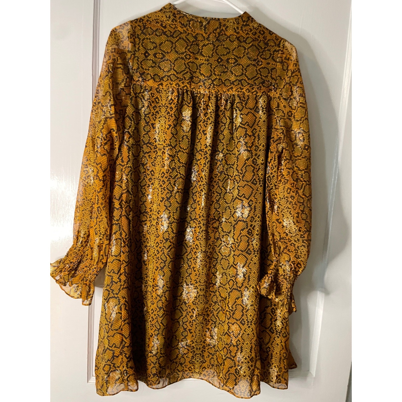 French Connection Snakeskin Print Long Sleeve Mini Dress Womens S