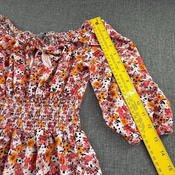 J For Justify Smocked Mini Dress Floral Small rayon Boho Off Shoulder Half Sleev